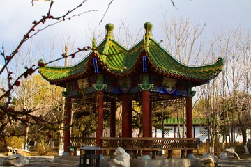 A Chinese pavilion architecture in spring