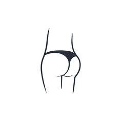 Sketch of woman Ass in a Bikini.  Line of the body. Vector  icon isolated on white background.