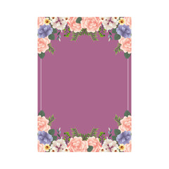 beautiful pink flowers decorative frame