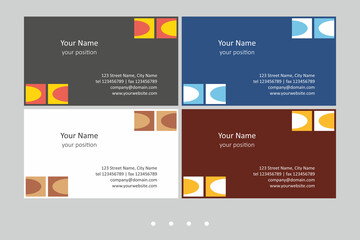 Simple business card template in four color schemes.