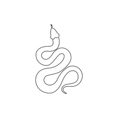 Single continuous line drawing of venomous snake for business logo identity. Deadly black mamba mascot concept for company brand icon. Modern one line draw design graphic vector illustration