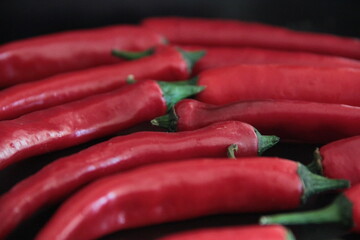 colorful peppers on a black background
