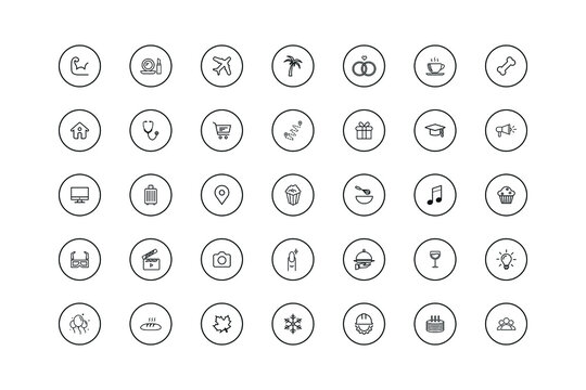 set of story highlights vector icon. simple flat icon in circle shape. vector eps10