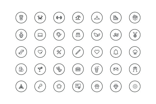 set of story highlights vector icon. simple flat icon in circle shape. vector eps10