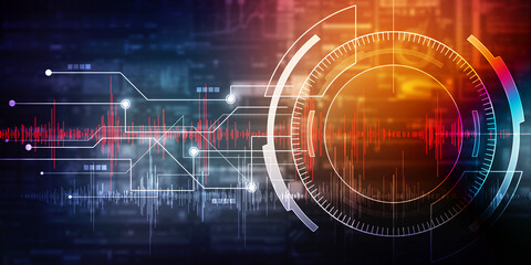 2d illustration Abstract futuristic electronic circuit technology background