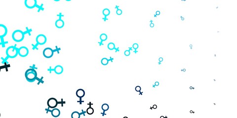 Light Pink, Blue vector texture with women's rights symbols.