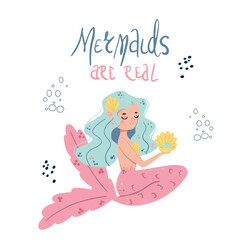 Card templates with mermaids. Typography poster, card, label, banner design set. Vector illustration