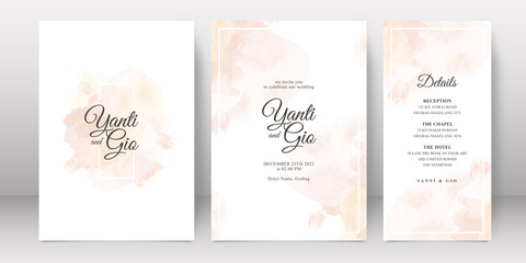 Wedding invitation template with splash watercolor background
