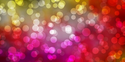 Light Pink, Yellow vector backdrop with circles. Modern abstract illustration with colorful circle shapes. Design for your commercials.