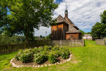 Traditional village in Poland. Open Air Museum. Wooden houses. Wooden folk architecture from different areas of the Lublin Voivodeship. Poland © Curioso.Photography