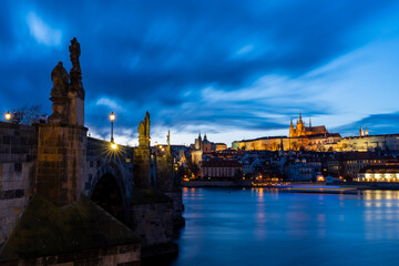 charles bridge in prague at night