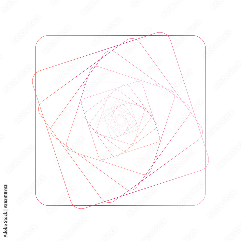 Fototapete vector illustration.swirling symbol. optical illusion. twisted square. 3d wireframe abstract tunnel.