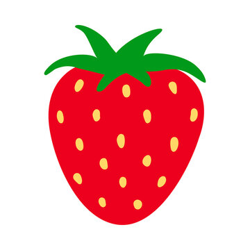 Cute hand-drawn red strawberry berry. Vector stock illustration isolated on a white background.