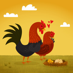 Proud chicken parents