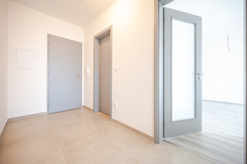 Nice corridor in flat apartment.