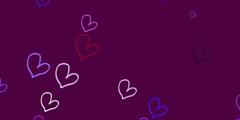 Light Purple vector texture with lovely hearts.