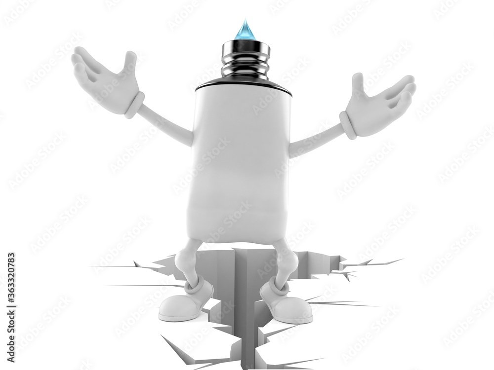 Poster Toothpaste character standing on cracked ground