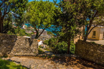 A view from Doria Castle down towards the town of Porto Venere, Italy in the summertime