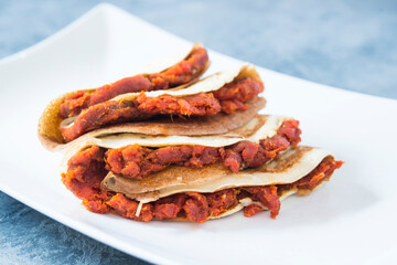 Sobrasada and crepe typical mallorca