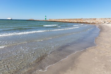 Baltic Sea Coast in Warnemünde, Germany on a summer day