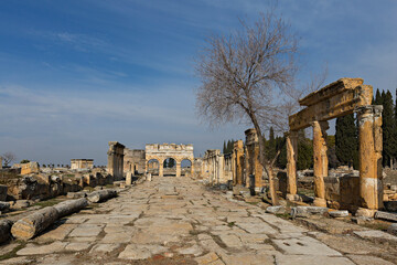Fototapeta premium Ruins of Roman city of Hierapolis, Pamukkale, Turkey.