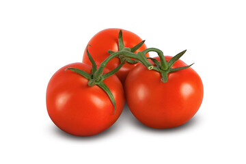 Tomatoes isolated on white background with clipping path. Full depth of field.
