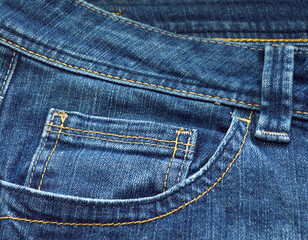 Blue jeans front pocket