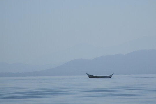 A peaceful blue-gray moment, in Paranagu&aacute; Bay, Paran&aacute;, Brazil.