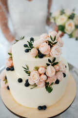 wedding table setting with flowers. close up