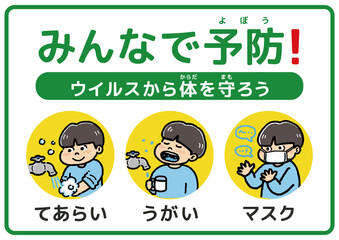 ウイルス感染予防を促すポスター（子供向け）