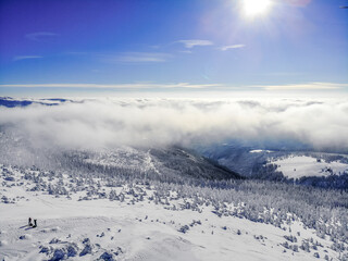 Fototapeta na wymiar Landscape with snow, mountain