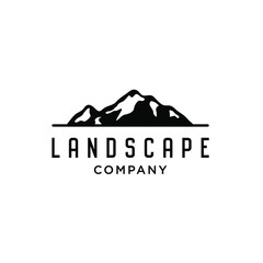 Fototapeta na wymiar Minimalist Landscape Hills Mountain Peaks Vector logo design inspiration
