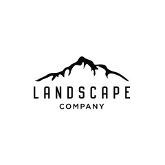 Minimalist Landscape Hills Mountain Peaks Vector logo design inspiration