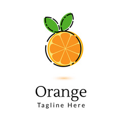 Orange Fruit Logo with leaf, icon design template element