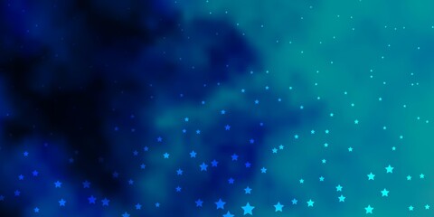 Dark BLUE vector template with neon stars. Colorful illustration with abstract gradient stars. Theme for cell phones.