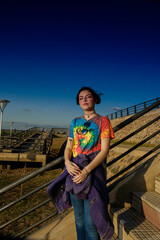 teenager with alternative look on sunny day