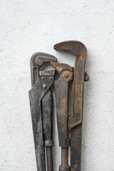 Old vintage rusty pipe wrench 