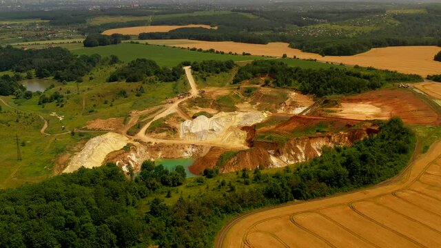 Industrial sand quarry. Sand pit. Sand special for construction. Construction industry.