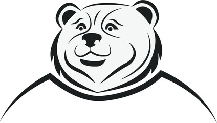 Vector Bear. Black and White Illustration. Drawing.