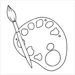 Back to school doodle elements palette with paints and brush vector illustration isolated on color background