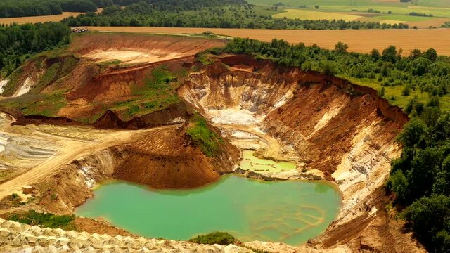 Industrial sand quarry. Sand pit. Sand special for construction. Construction industry.
