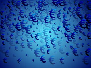 Euro blue icons flying currency vector 