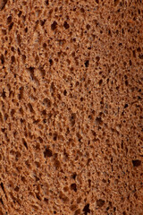 The texture of fresh rye bread, close up