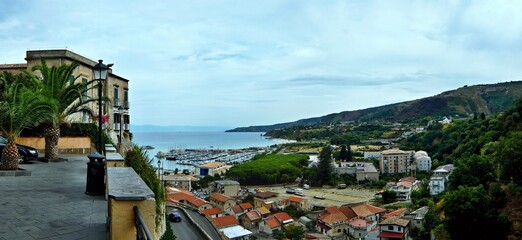 Fototapeta na wymiar Italy,Calabria-panoramic view to harbor in Tropea