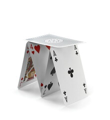 House of playing card isolated on white background.