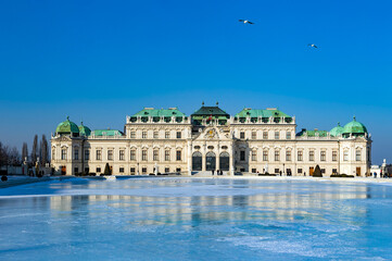 The Belvedere palace in Vienna at winter