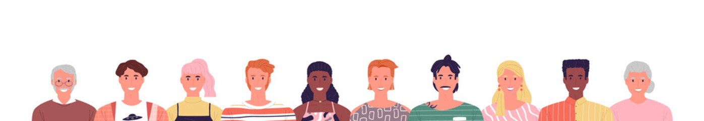 Happy diverse people face set isolated background