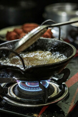 delicious evening food prepared during in a kitchen.