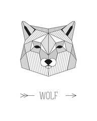 Geometric animal head. Wolf. Vector minimalistic linework illustration.
