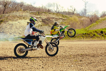Obraz premium motocross bike race speed and power in extreme man sport ,sport action concept